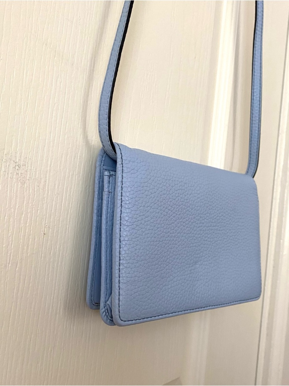 $295 Marc Jacobs Gotham Blue Pebble Leather Adjustable Crossbody Bag Clutch - Picture 10 of 14